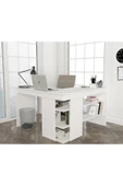 aden home senin evin senin dünyan Kitaplıklı Çalışma Masası, Beyaz Çalışma Masası, Ders Çalışma Masası, L Ofis Masası, 120x120 - CM63 - 3