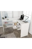 aden home senin evin senin dünyan Kitaplıklı Çalışma Masası, Beyaz Çalışma Masası, Ders Çalışma Masası, L Ofis Masası, 120x120 - CM63 - 2