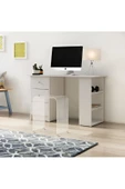 aden home senin evin senin dünyan Kitaplıklı Beyaz Çalışma Masası, %100 Mdf Çalışma Masası, Çekmeceli Masa, Genç Odası - 1