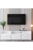 aden home senin evin senin dünyan Beyaz TV ünitesi, MDF TV ünitesi, Kapaklı TV Sehpa Ünitesi, Beyaz MDF TV Ünitesi Konsol, TVU109 - 1