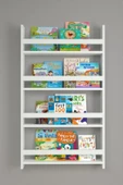aden home senin evin senin dünyan Çocuk Odası Duvar Rafı, Çocuk Odası Eğitici Kitaplık, Beyaz Montessori Kitaplık, 120cm, MCKTP01 - 1