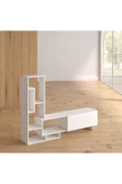 aden home senin evin senin dünyan Mordor Modern TV Ünitesi, Dolaplı TV Sehpası, Kitaplıklı Raflı TV Ünitesi, Beyaz, %100 MDF, TVU19 - 2