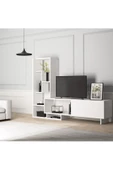 aden home senin evin senin dünyan Beyaz TV Ünitesi, MDF TV Ünitesi, Kitaplıklı TV Sehpa Ünitesi, Beyaz MDF TV Ünitesi Konsol, TVU73 - 2