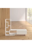 aden home senin evin senin dünyan Mordor Modern TV Ünitesi, Dolaplı TV Sehpası, Kitaplıklı Raflı TV Ünitesi, Beyaz, %100 MDF, TVU19 - 3