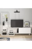 aden home senin evin senin dünyan Beyaz TV Ünitesi, MDF TV Ünitesi, Kitaplıklı TV Sehpa Ünitesi, Beyaz MDF TV Ünitesi Konsol, TVU73 - 1