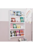 aden home senin evin senin dünyan Montessori Dekoratif Duvar Rafı, Çocuk Bebek Odası Eğitici Kitap Rafı, 100x60cm Beyaz Mdf, M-dr08 - 1