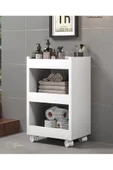 aden home senin evin senin dünyan Tekerlekli Banyo Dolabı, %100 Mdf Beyaz Banyo Dolabı, Mutfak Dolabı, Mini Dolap, Banyo Organizer - 1