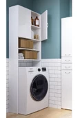 aden home senin evin senin dünyan Çamaşır Kurutma Makinesi Dolabı, Beyaz Banyo Dolabı, Kapaklı Banyo Dolabı, %100 Mdf Banyo Dolabı - 1