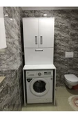 aden home senin evin senin dünyan Banyo Dolabı, Kapaklı Çamaşır ve Kurutma Makinesi Dolabı, %100 Beyaz MDF Banyo Dolabı - 1