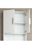 aden home senin evin senin dünyan Çamaşır Kurutma Makinesi Dolabı, Beyaz Banyo Dolabı, 4 Raflı Kapaklı Banyo Dolabı, %100 Mdf - 5