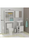 aden home senin evin senin dünyan Klozet Üstü Düzenleyici Raf, Banyo Dolabı, Banyo Düzenleyici Raf, %100 Beyaz MDF, Tuvalet Rafı - 2