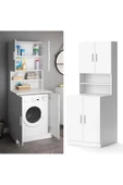 aden home senin evin senin dünyan Banyo Dolabı, Kapaklı Çamaşır Ve Kurutma Makinesi Dolabı, %100 Beyaz Mdf Banyo Dolabı Büyük Boy - 2