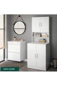 aden home senin evin senin dünyan Banyo Dolabı, Kapaklı Çamaşır Ve Kurutma Makinesi Dolabı, %100 Beyaz Mdf Banyo Dolabı Büyük Boy - 1