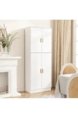 aden home senin evin senin dünyan Beyaz Çok Amaçlı Dolap, 4 Kapaklı 5 Raflı Mutfak Banyo Dolabı, %100 Mdf, Kiler Erzak Dolabı, Mdlp27 - 2
