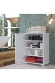 aden home senin evin senin dünyan Beyaz Banyo Dolabı, Banyo Düzenleyici, Tekerlekli Çok Amaçlı Dolap, Ayakkabılık, %100 MDF, MBNY14 - 1