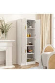aden home senin evin senin dünyan Beyaz Çok Amaçlı Dolap, 4 Kapaklı 5 Raflı Mutfak Banyo Dolabı, %100 Mdf, Kiler Erzak Dolabı, Mdlp27 - 1