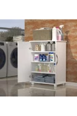 aden home senin evin senin dünyan Beyaz Banyo Dolabı, Banyo Düzenleyici, Tekerlekli Çok Amaçlı Dolap, Ayakkabılık, %100 MDF, MBNY14 - 3