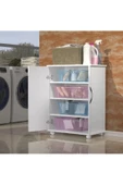 aden home senin evin senin dünyan Beyaz Banyo Dolabı, Banyo Düzenleyici, Tekerlekli Çok Amaçlı Dolap, Ayakkabılık, %100 MDF, MBNY14 - 4