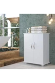 aden home senin evin senin dünyan Beyaz Banyo Dolabı, Banyo Düzenleyici, Tekerlekli Çok Amaçlı Dolap, Ayakkabılık, %100 MDF, MBNY14 - 2