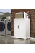 aden home senin evin senin dünyan Beyaz Banyo Dolabı, Banyo Düzenleyici, Tekerlekli Çok Amaçlı Dolap, Ayakkabılık, %100 MDF, MBNY14 - 5