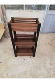 Demwood 40x20x75 Ebatlarında Klasik Ceviz Rengi Ahşap Sebze&meyvelik Dolap Raf - 5