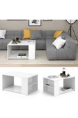 aden home senin evin senin dünyan Orta Sehpa, Beyaz Kapaklı Orta Sehpa, Salon Akıllı Orta Sehpa, Ahşap Sehpa, %100 MDF - 3