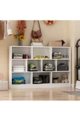 aden home senin evin senin dünyan Beyaz Dekoratif Kitaplık, 10 Bölmeli Kitaplık, Çok Amaçlı Raf, %100 MDF Kitaplık, Mutfak Banyo Rafı - 2