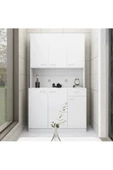 aden home senin evin senin dünyan Kitaplık, Mutfak Dolabı, Beyaz Çok Amaçlı Dolap, %100 MDF Dolap, Kiler Erzak Dolabı - 6