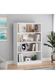 aden home senin evin senin dünyan Beyaz Dekoratif Kitaplık, 4 katlı Çok Amaçlı Raf, %100 MDF Kitaplık, Mutfak Banyo Rafı - 3