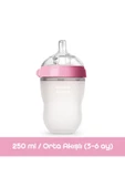 Comotomo Antikolik Silikon Biberon 250ml Pembe - Orta Akışlı (3-6 AY) - 1