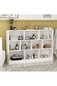 aden home senin evin senin dünyan Beyaz Dekoratif Kitaplık, 10 Bölmeli Kitaplık, Çok Amaçlı Raf, %100 MDF Kitaplık, Mutfak Banyo Rafı - 3
