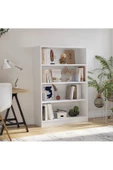 aden home senin evin senin dünyan Beyaz Dekoratif Kitaplık, 4 katlı Çok Amaçlı Raf, %100 MDF Kitaplık, Mutfak Banyo Rafı - 1