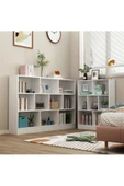 aden home senin evin senin dünyan Beyaz Dekoratif Kitaplık, 10 Bölmeli Kitaplık, Çok Amaçlı Raf, %100 MDF Kitaplık, Mutfak Banyo Rafı - 4