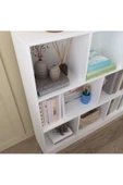 aden home senin evin senin dünyan Beyaz Dekoratif Kitaplık, 8 Bölmeli Kitaplık, Çok Amaçlı Raf MDF Kitaplık, Mutfak Banyo Rafı - 4