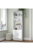 aden home senin evin senin dünyan Beyaz Kitaplık, Kapaklı Raflı Dekoratif Kitaplık, Çok Amaçlı Dolap, Mutfak Dolabı, %100 MDF, MKTP12 - 2