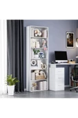 aden home senin evin senin dünyan Beyaz Kitaplık, 6 Raflı Kitaplık, Çok Amaçlı Raf, Ofis Dolabı, %100 MDF, 180x60x30cm, MKTP19 - 1