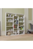 aden home senin evin senin dünyan Beyaz Dekoratif Kitaplık, Dekoratif Kitaplık, Çok Amaçlı Raf, MDF Kitaplık, 135x120cm, MKTP06 - 2