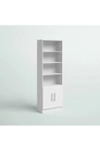 aden home senin evin senin dünyan Beyaz Kitaplık, Kapaklı Raflı Dekoratif Kitaplık, Çok Amaçlı Dolap, Mutfak Dolabı, %100 MDF, MKTP12 - 3