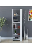 aden home senin evin senin dünyan Beyaz Dekoratif Kitaplık, 5 Raflı Kitaplık, Çok Amaçlı Raf, Banyo Düzenleyici, %100 MDF, MKTP14 - 2