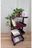 aden home senin evin senin dünyan Ahşap Kitaplık, Dekoratif Ahşap Kitaplık, Dosya dolabı, Tekerlekli Çok Amaçlı Dolap, AKTP02 - 5