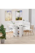 aden home senin evin senin dünyan %100 MDF Beyaz Mutfak Masası, Katlanır Mutfak Masası, Açılır Kapanır Yemek Masası, 140x80cm - 1