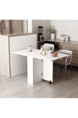 aden home senin evin senin dünyan %100 MDF Beyaz Mutfak Masası, Katlanır Mutfak Masası, Açılır Kapanır Yemek Masası, 140x80cm - 2