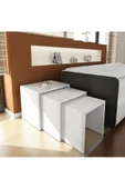 aden home senin evin senin dünyan Sehpa, 3'lü Zigon Sehpa, Yan Sehpa, Orta Sehpa, Beyaz MDF, Dekoratif Sehpa - 4