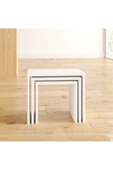 aden home senin evin senin dünyan Sehpa, 3'lü Zigon Sehpa, Yan Sehpa, Orta Sehpa, Beyaz MDF, Dekoratif Sehpa - 5
