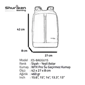 Shuriken ES-BAGGU15 15.6" Gaming ,Seyahat Laptop Sırt Çantası - 5