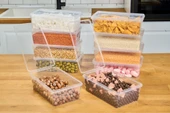 SUPERPUP Plastik Saklama 20 Adt Kabı Bakliyat Yemek Oyuncak, Kilitli Dondurucu Kahve 2 Litre (23X14X8 CM) - 2