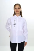 Kız Çocuk Tek Cepli Dikey Baskılı Gömlek 9-14 Yaş Lx269-2 - 1