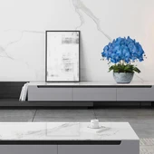 Nettenevime 4lü Set Yapay Çiçek Mavi Islak Orkide ve 2 Adet Orkide Yaprağı Gerçeksi Doku Uzun Dal 90cm thumbnail 2