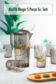 Akrilik Füme Sürahi 2,3 lt Ve 6'lı & Su Meşrubat Kahve Yanı Bardağı 400 ml Seti ( Cam Değildir ) - 1