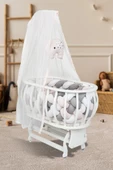 TommyBaby Masal Sepet Beşik Ahşap Beşik Örgülü Uyku Setli Doğal Ahşap Beşik - 3
